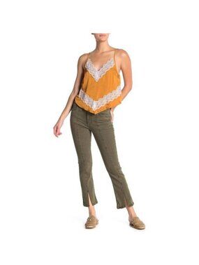 Free People Army Green Cropped Bootcut Jeans